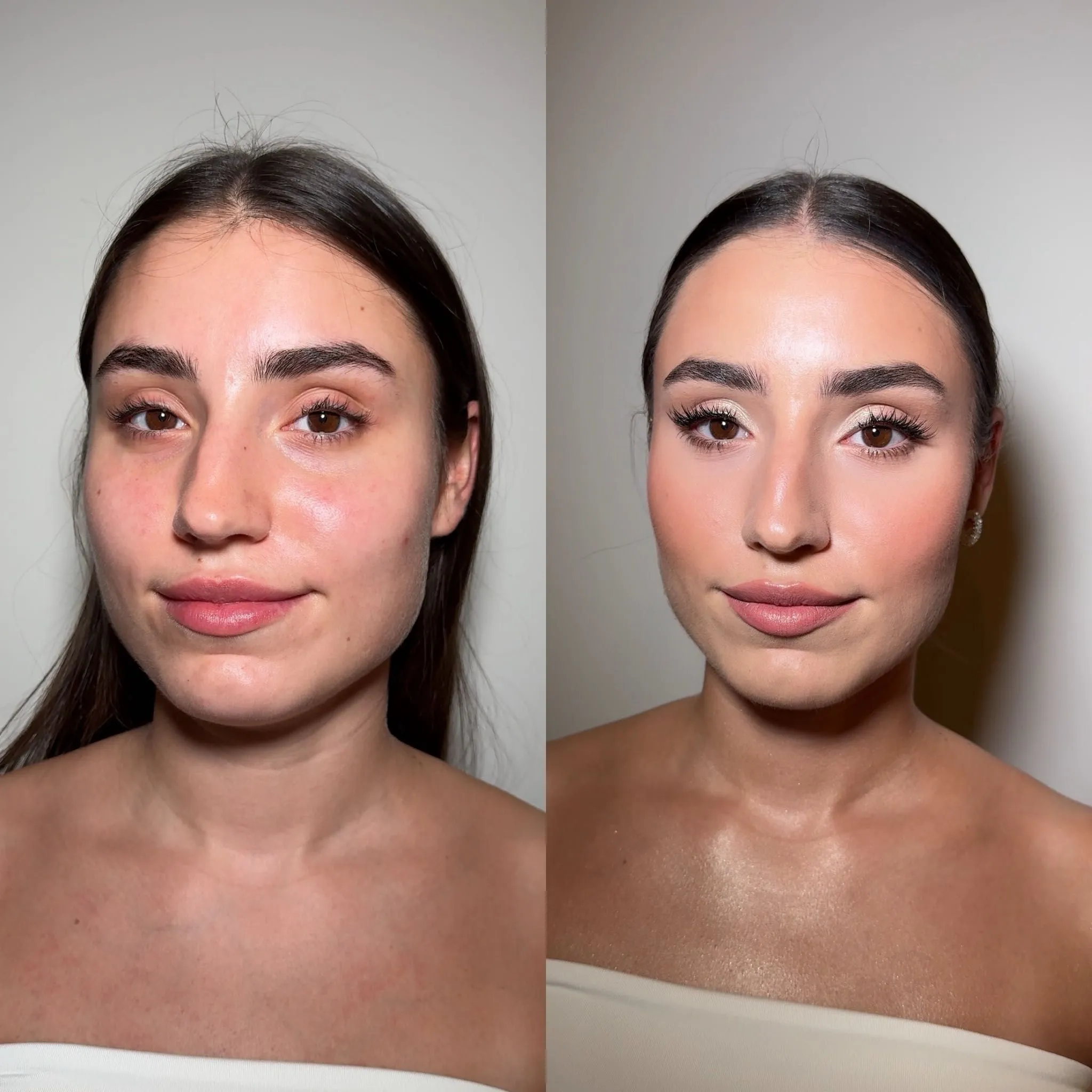 Klientka przed i po makijażu studniówkowym w Gdańsku - Metamorfoza